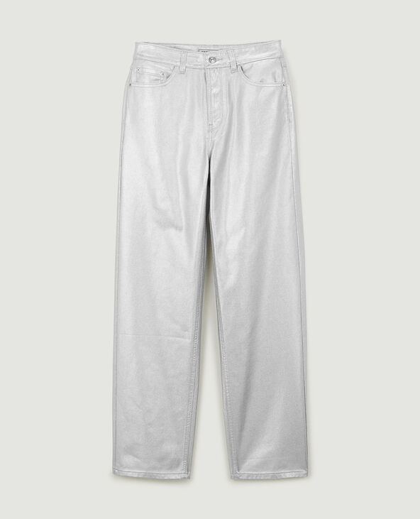 Jean droit argenté taille haute argenté - Pimkie