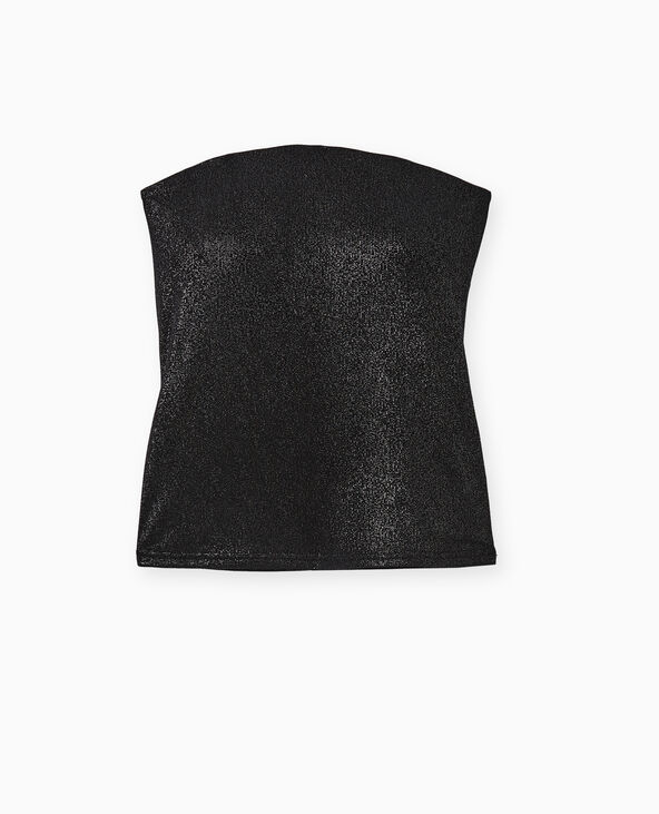 Top bustier bandeau avec fils lurex noir - Pimkie