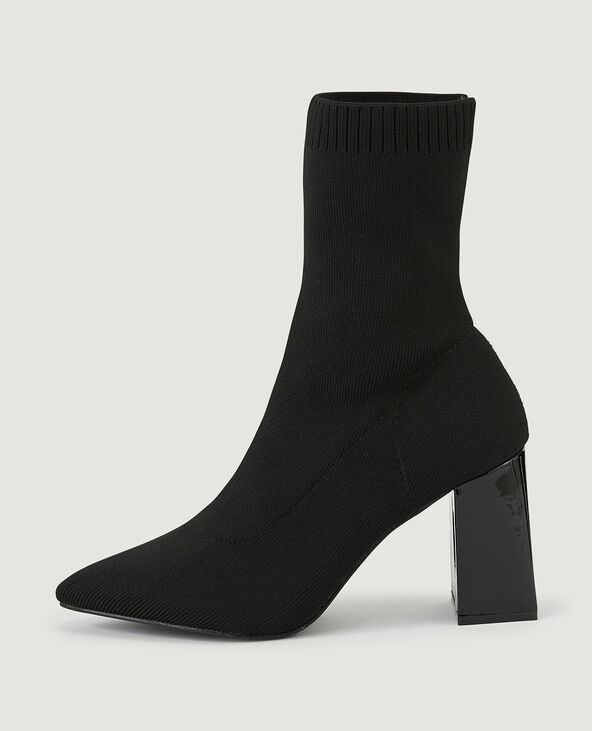 Boots en maille talon verni noir - Pimkie