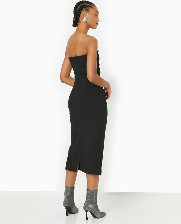 Robe longue bustier avec encolure cœur noir - Pimkie