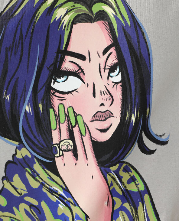 T-shirt ample Billie Eilish gris chiné - Pimkie