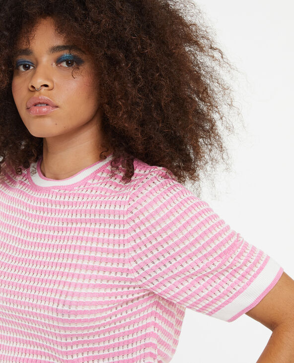Pull ajouré manches courtes rose - Pimkie