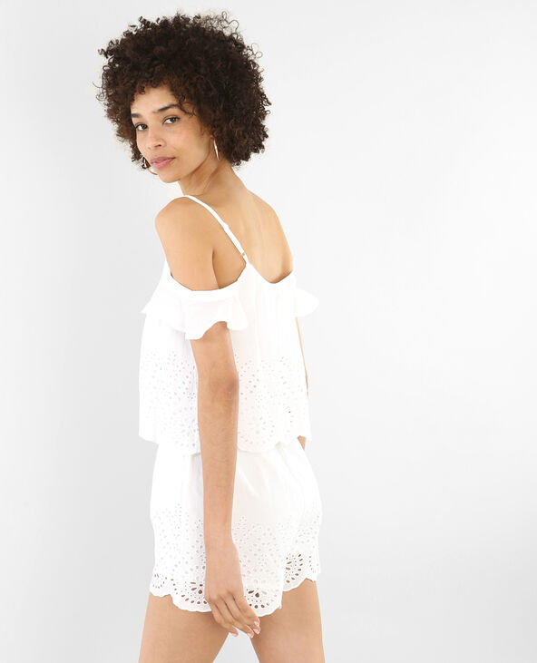 Combishort avec broderie anglaise blanc - Pimkie