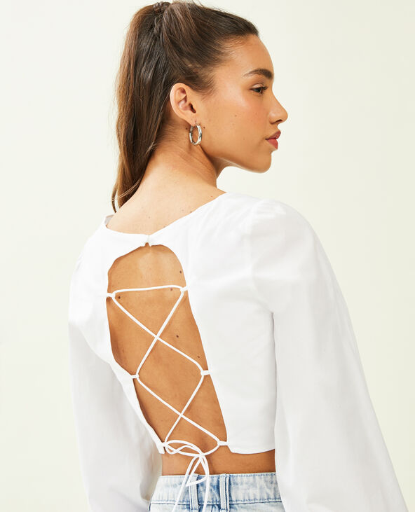 Top style corset à manches longues blanc - Pimkie