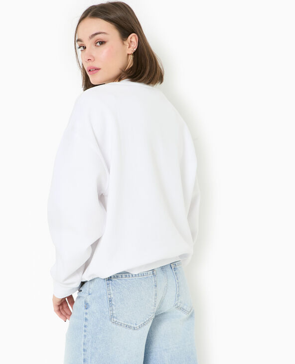 Sweat col rond avec grand print devant blanc - Pimkie