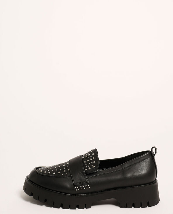 Mocassins a talons en simili cuir cloutes