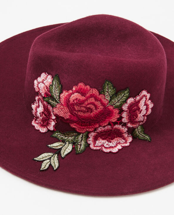 Fedora à patch brodé bordeaux - Pimkie