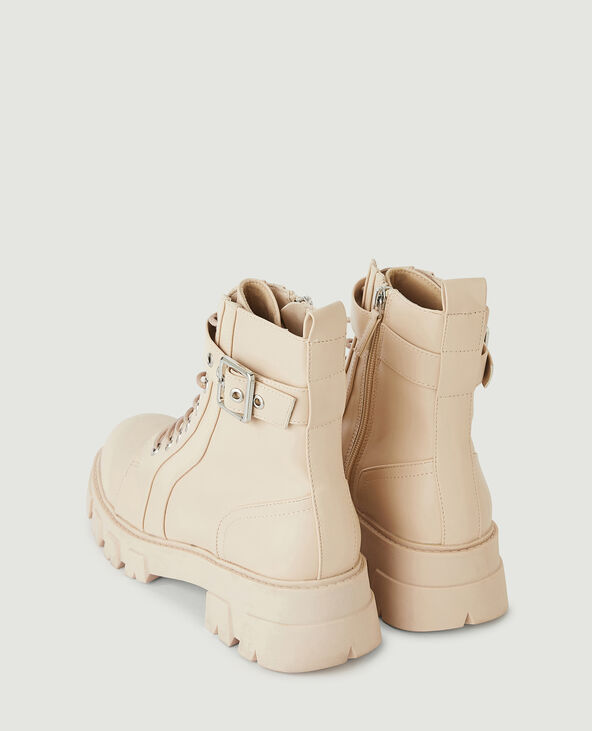 Boots simili cuir à lacets blanc - Pimkie