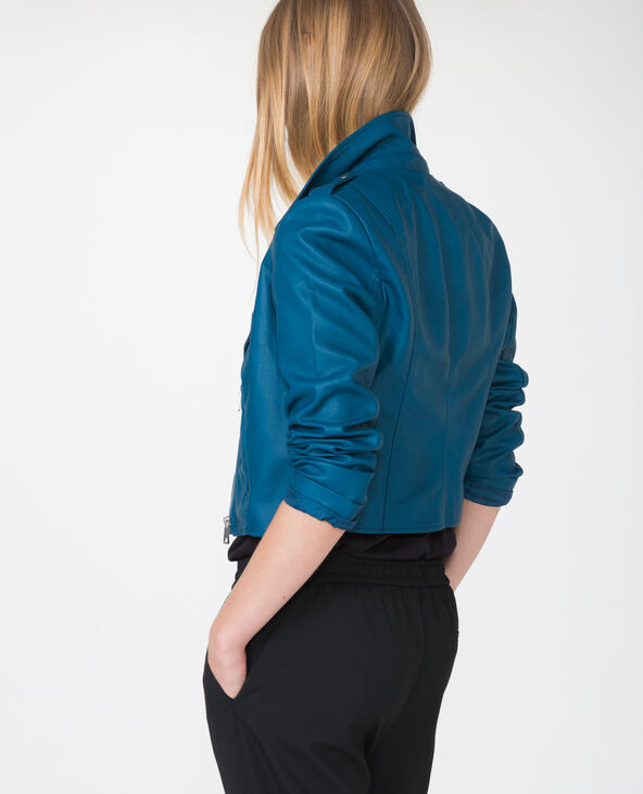 Veste en simili cuir bleu foncé - Pimkie