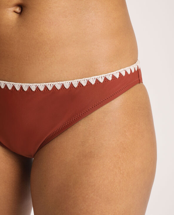 Bas de bikini à broderies marron - Pimkie