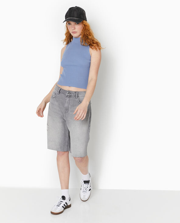 Pull sans manches en maille côtelée bleu - Pimkie
