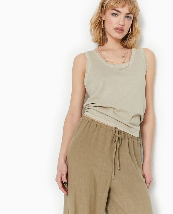 Débardeur ample avec effet acid wash beige - Pimkie