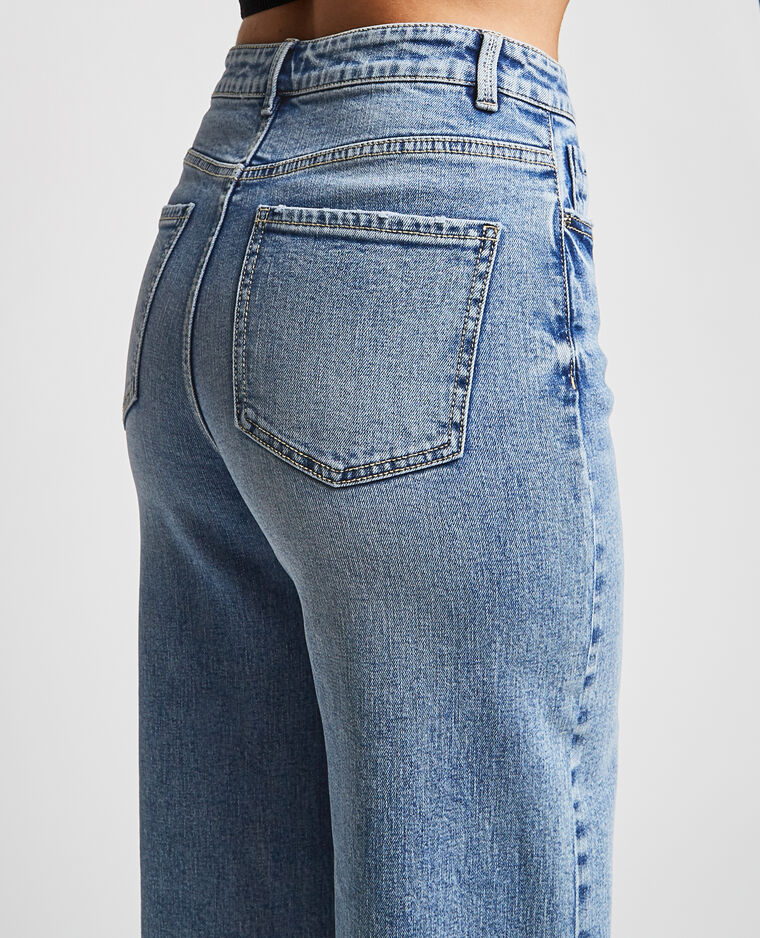 Jean wide leg bas coupés bleu - Pimkie