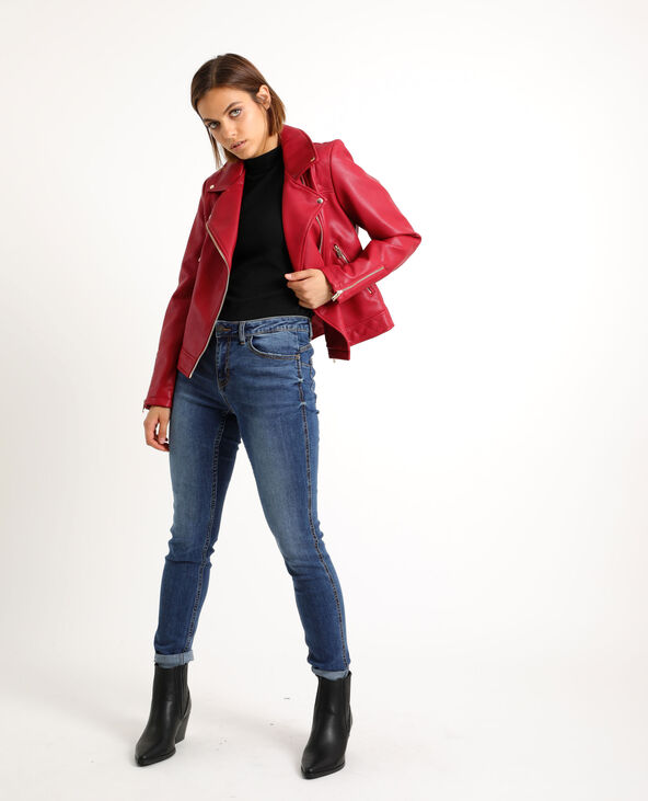 Veste biker en faux cuir rouge - Pimkie