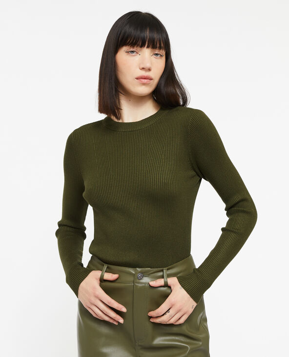 Pull en maille col rond vert kaki - Pimkie
