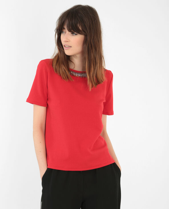 Top col bijou rouge - Pimkie