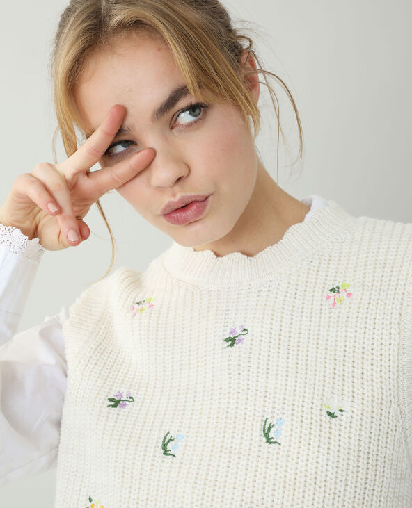 Pull sans manches fleuri blanc - Pimkie
