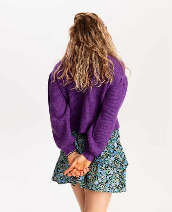 gilet grosse maille violet