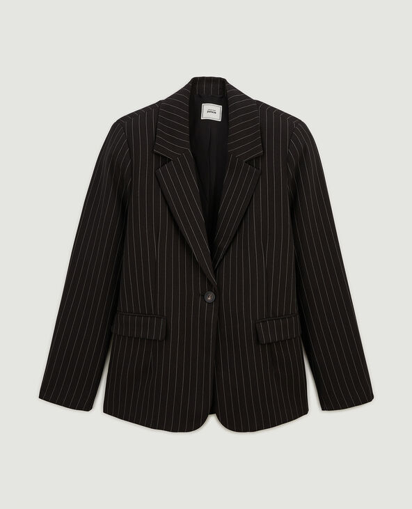 Veste blazer droite avec fines rayures noir - Pimkie