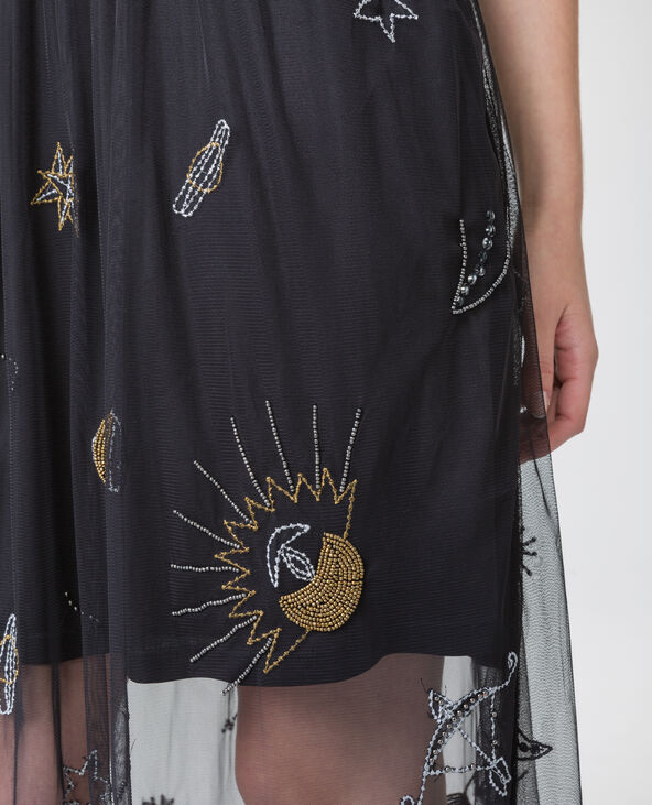 Robe imprimée en tulle noir - Pimkie