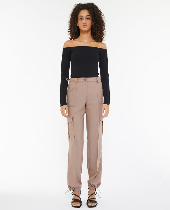 Pantalon cargo avec élastiques coulissés taupe - Pimkie
