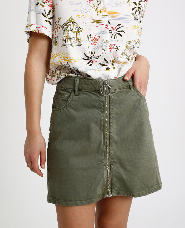 Jupe en jean zippée taupe - Pimkie