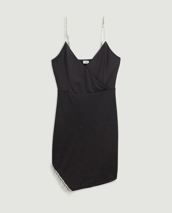 Robe cache-cœur avec strass noir - Pimkie