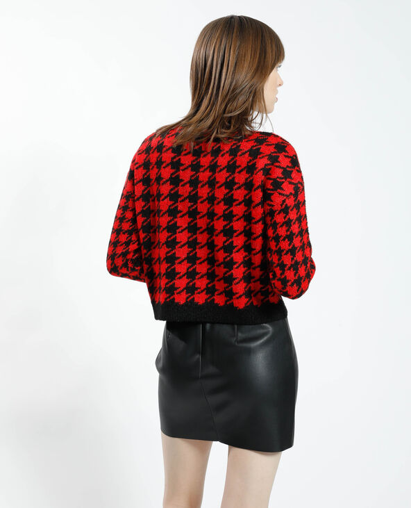 Pull à motifs pied-de-poule rouge - Pimkie