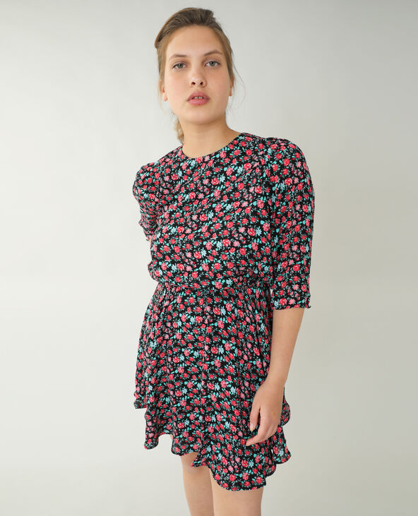Robe trapèze fleurie noir - Pimkie