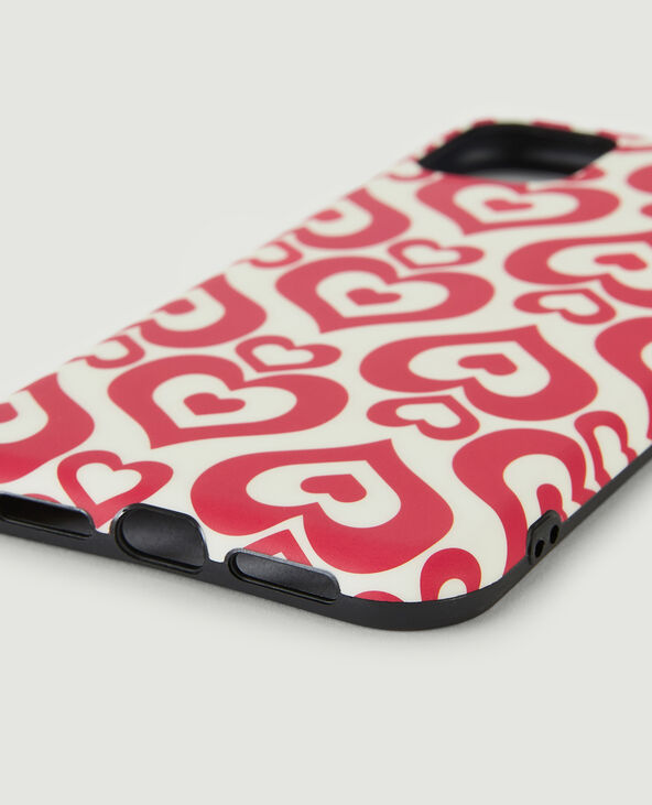 Coque iPhone "cœurs" rouge - Pimkie