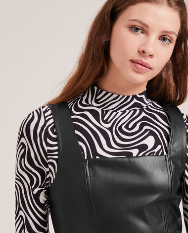 Robe courte en simili cuir noir - Pimkie