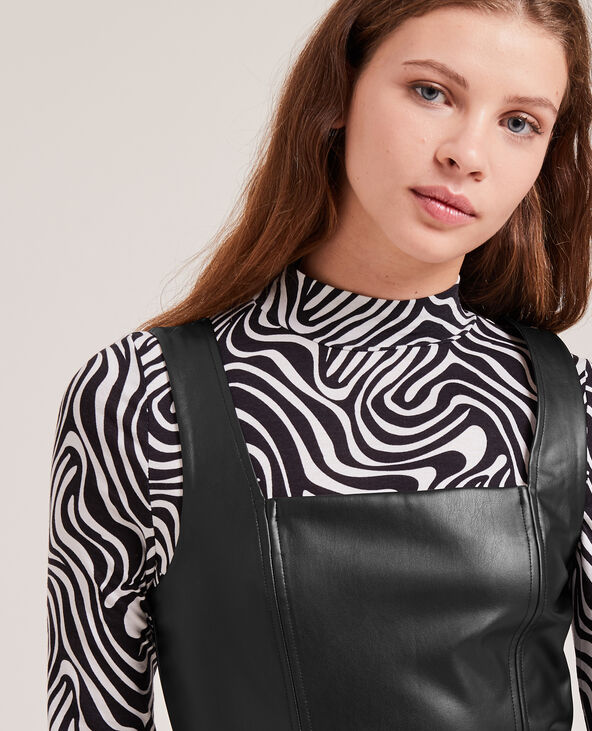 Robe courte en simili cuir noir - Pimkie