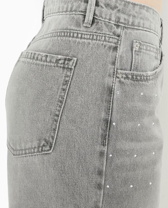 Jean straight avec strass gris clair - Pimkie