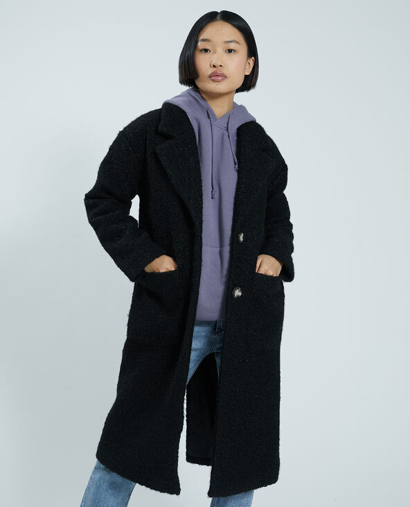 Manteau bouclette shop noir femme