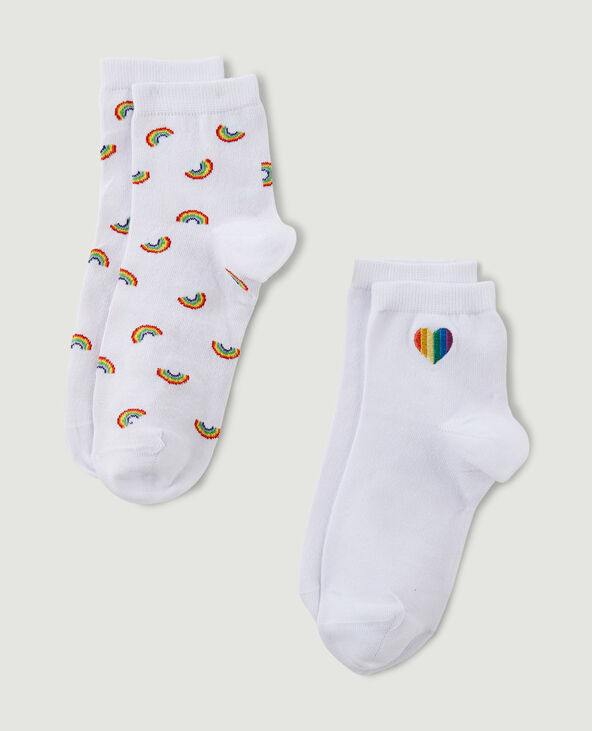 Lot de 2 paires de chaussettes courtes blanc - Pimkie