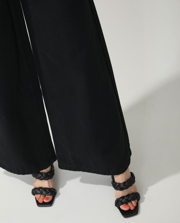 Jean wide leg high waist avec découpes noir - Pimkie