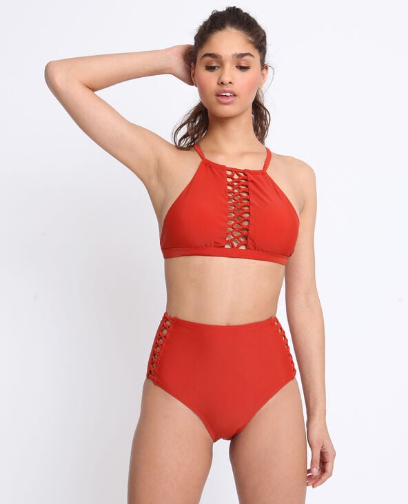 Bas de bikini taille haute marron - Pimkie