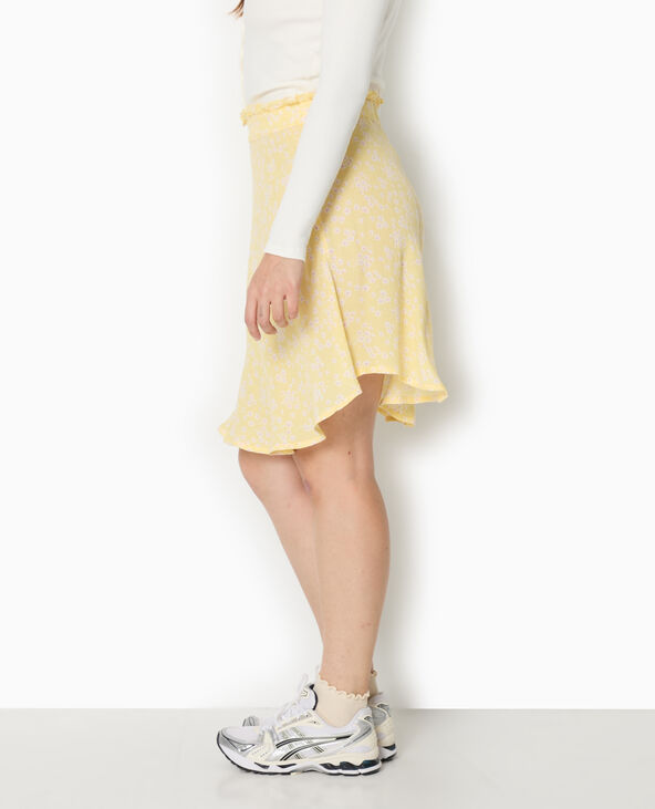 Jupe patineuse avec petites fleurs Jaune pâle - Pimkie