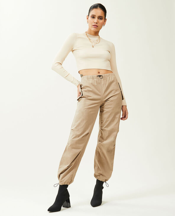 Pantalon parachute multipoche taupe - Pimkie