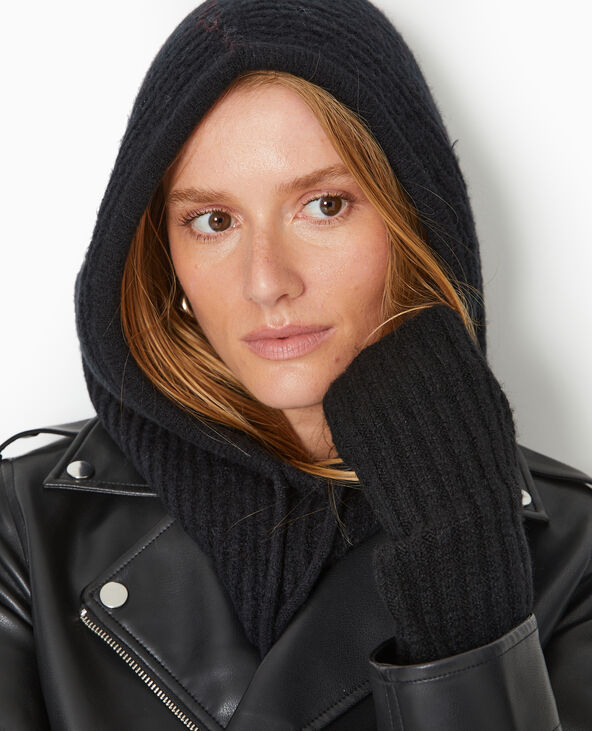 Cagoule en maille côtelée noir - Pimkie