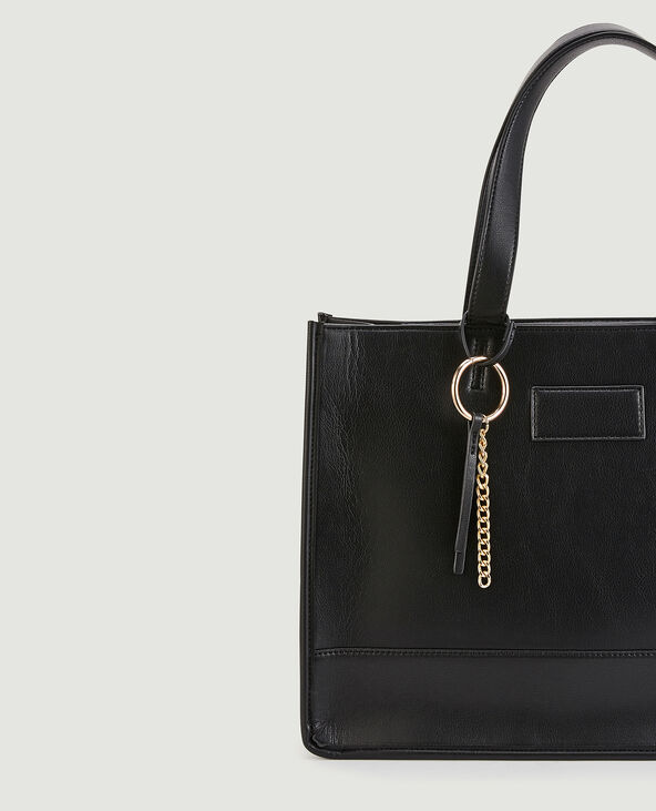 Grand sac cabas zippé noir - Pimkie
