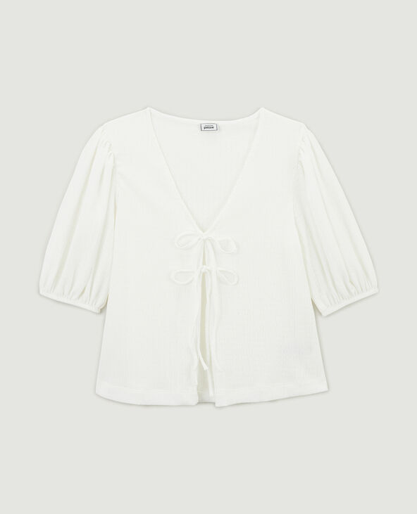 Top avec liens à nouer blanc - Pimkie