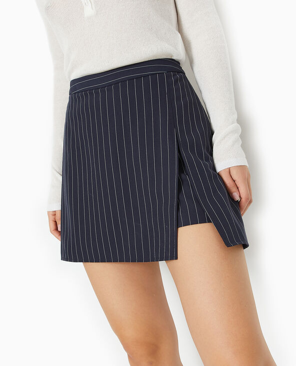 Jupe-short rayures banquier bleu marine - Pimkie