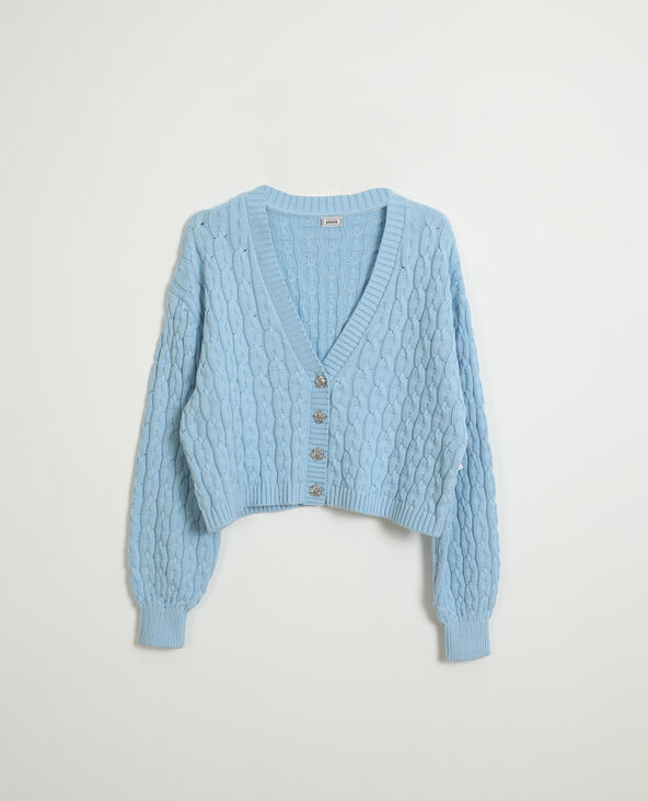 Gilet torsadé court bleu clair - Pimkie