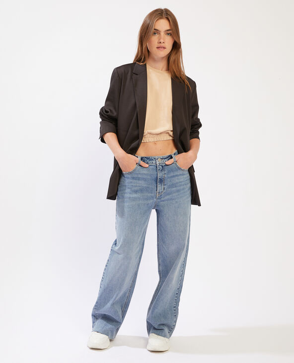 Blazer oversize en satin noir - Pimkie