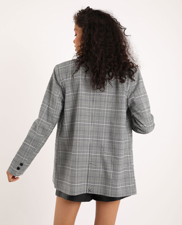 Veste blazer à carreaux noir - Pimkie