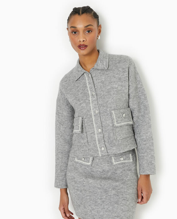Gilet droit avec boutons fantaisie gris chiné - Pimkie