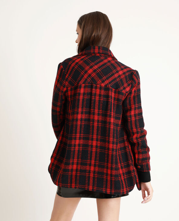 Veste a carreaux store rouge et noir femme