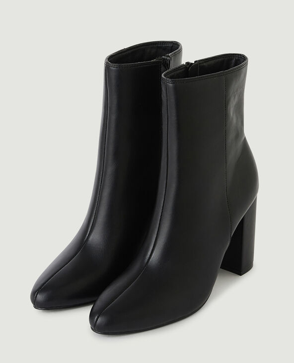 Bottines simili cuir à talon noir - Pimkie