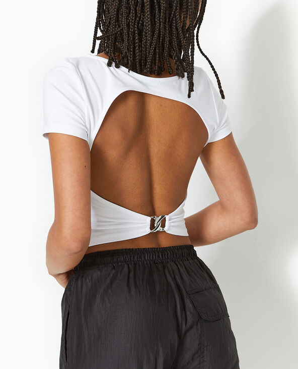 Top court avec cut out dos blanc - Pimkie